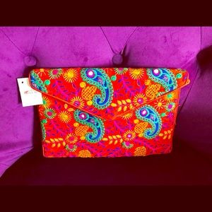 Brand new!Vibrant embroidered clutch made in India